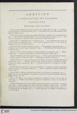 Addition a l'explication des planches