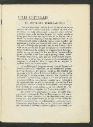 El conflicto internacional : Notas Editoriales