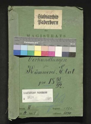 Kämmerei-Etat 1891/92