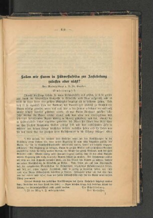 Sollen wir Buren in Südwestafrika zur Ansiedlung zulassen oder nicht?