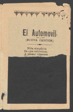 El automóvil : (Nueva canción.)