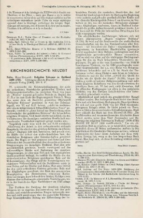 929-930 [Rezension] Nolte, Hans-Heinrich, Religiöse Toleranz in Russland 1600 - 1725