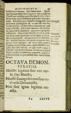 Octava Demonstratio. Ministri legitimi sunt veri verbi Dei Ministri.