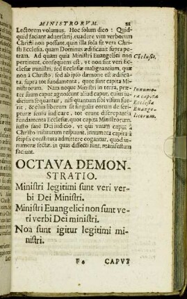 Octava Demonstratio. Ministri legitimi sunt veri verbi Dei Ministri.