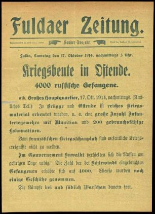 Ausgabe vom Samstag, den 17. Oktober 1914.