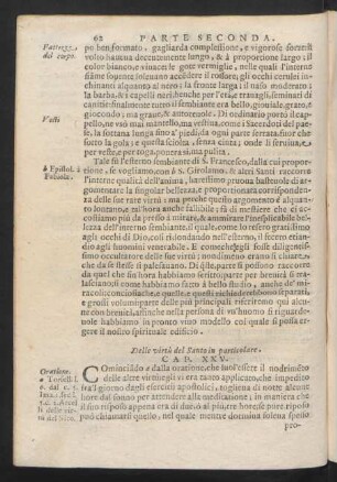 Cap. XXV. Delle virtù del Santo in particolare