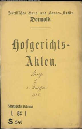 Stroip, Johanns Kuratoren gegen Katharine von Kerssenbrock, Witwe von Wulffen zu Lemgo - Schuldforderung