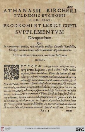 Ad reconditioris literaturae eruditum lectorem