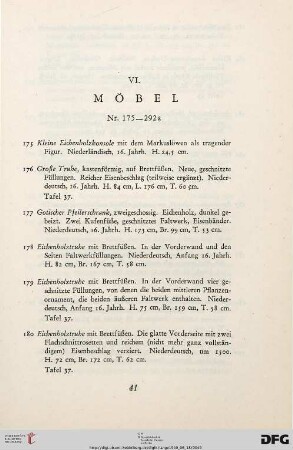 VI. Möbel (Nr. 175-292a)