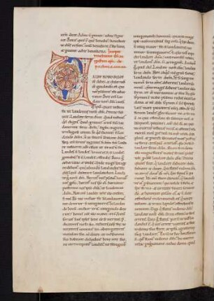 Bewohnte Initiale (de psalmo 134): V(alde nobis dulce esse debet), zwei Männer mit Rosette und Vogel