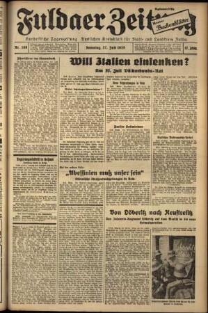 Ausgabe vom Samstag, den 27. Juli 1935.