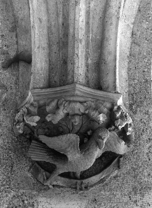 Konsole mit Adler des Evangelisten Johannes : Konsole mit Adler des Evangelisten Johannes (um 1330/1340). Neuberg an der Mürz, Ehemals Zisterzienserstift, Kreuzgang