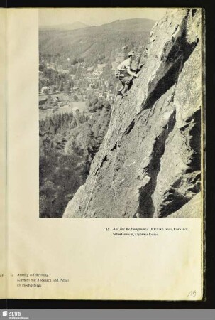 Auf der Reibungswand. Klettern ohne Rucksack. Scharfenstein, Oybiner Felsen