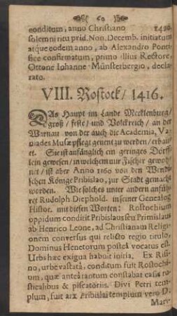 VIII. Rostock/ 1416