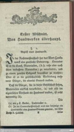 Erster Abschnitt. Von Handwerken überhaupt
