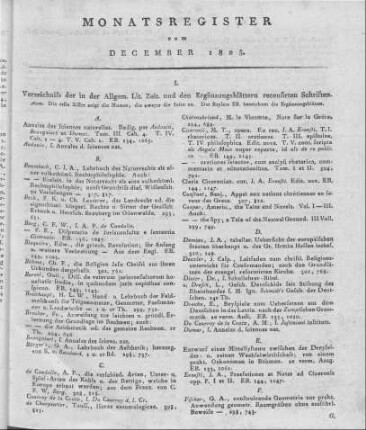 Monatsregister vom December 1825