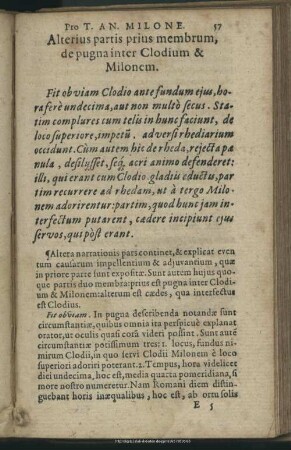 Alterius partis prius membrum, de pugna inter Clodium & Milonem