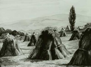 Landschaft mit Korngarben