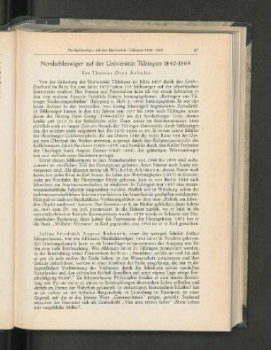 Nordschleswiger auf der Universität Tübingen 1840-1868