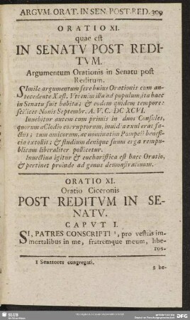 Oratio XI. quae est In Senatu Post Reditum