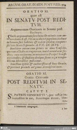 Oratio XI. quae est In Senatu Post Reditum
