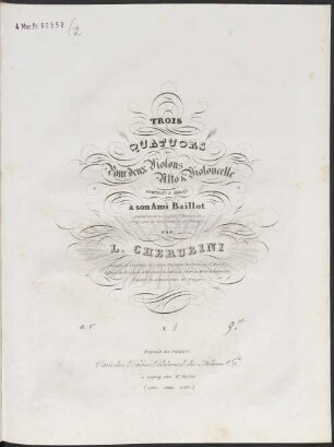 Trois quatuors pour deux violons, alto & violoncelle, oe. 1er, 2. [C-Dur]. - 4 St. - Pl.-Nr. 1992