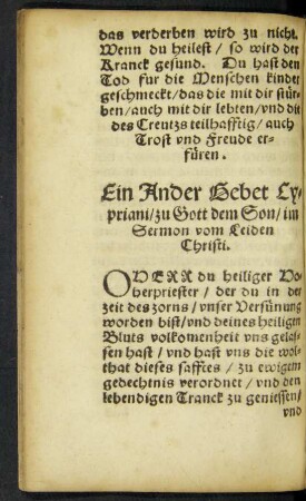 Ein Ander Gebet Cypriani/ zu Gott dem Son ...