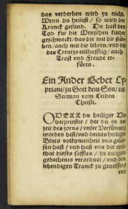 Ein Ander Gebet Cypriani/ zu Gott dem Son ...