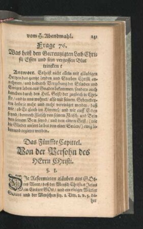 Das Fünffte Capittel. Von der Persohn des Herrn Christi.