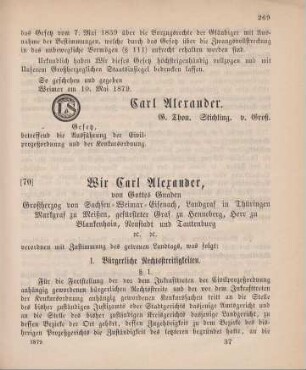 70. Gesetz, betreffend Uebergangsbestimmungen zur Civilprozeßordnung, Konkursordnung und Strafprozeßordnung