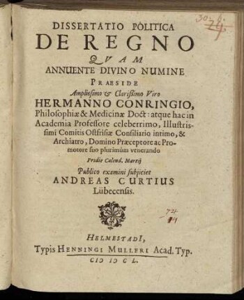 Dissertatio Politica De Regno