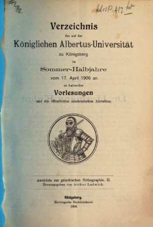 Anekdota zur griechischen Orthographie, 2. SS 1906