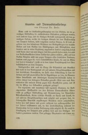 108, Kranken- und Verwundetenfürsorge