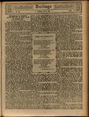 Zweite Ausgabe vom Sonntag, den 02. Juli 1922.