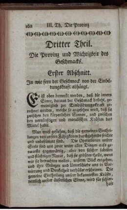 Dritter Theil. Die Provinz und Wichtigkeit des Geschmacks