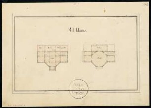 Molkenhaus - ländlicher Gasthof Monatskonkurrenz Juli 1832: Grundriss Erdgeschoss, Obergeschoss
