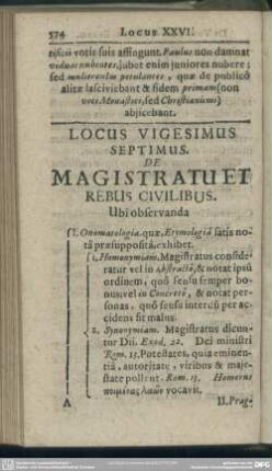 Locus Vigesimus Septimus. De Magistratu Et Rebus Civilibus