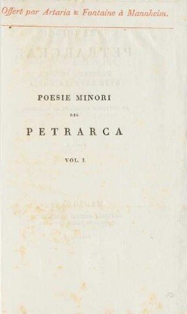 Poesie Minori del Petrarca Vol. 1