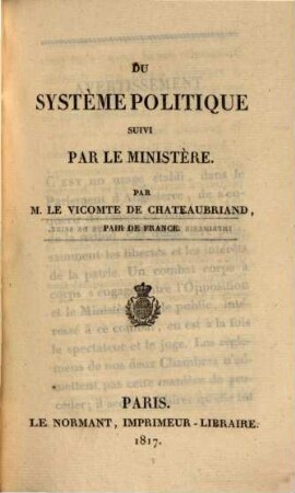 Du système politique suivi par le ministère