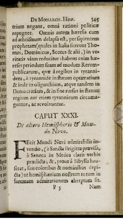 Caput XXXI. De altero Hemispherio & Mundo Novo.
