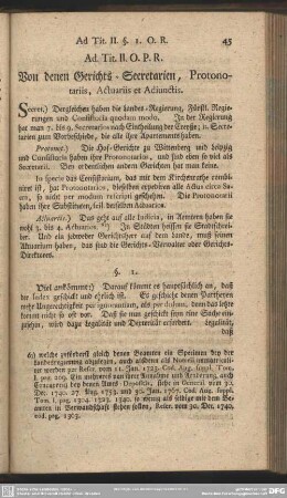 Ad. Tit. II. O. P. R. Von denen Gerichts-Secretarien, Protonotariis, Actuariis et Adiunctis