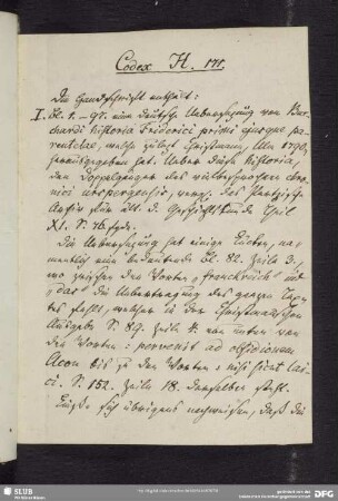 Einschub: Handschriftenbeschreibung von Carl Adolf Herschel