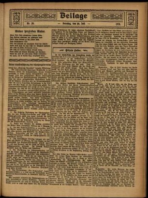 Zweite Ausgabe vom Sonntag, den 10. Juli 1921.
