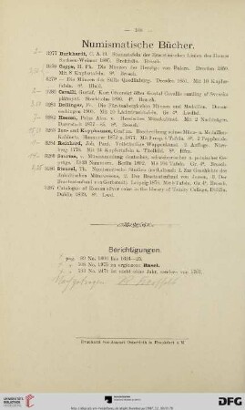 Numismatische Bücher (Nr. 3277-3287)