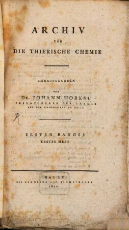 Archiv für die thierische Chemie. 1. 1800, H. 1