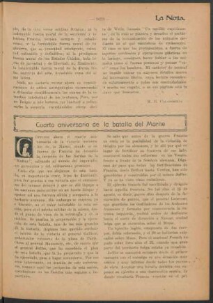 Cuarto aniversario de la batalla del Marne
