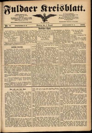 Ausgabe vom Montag, den 03. August 1903.