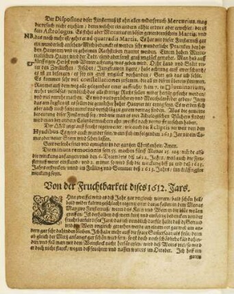 Von der Fruchtbarkeit dises 1612. Jars.