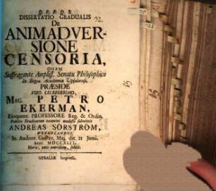 Diss. grad. de animadversione censoria