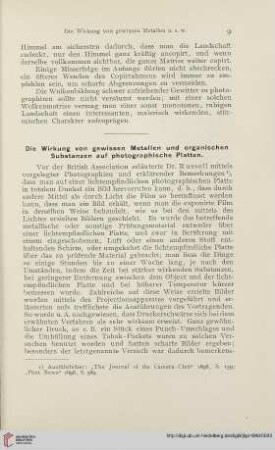 13: Die Wirkung von gewissen Metallen und organischen Substanzen auf photographische Platten